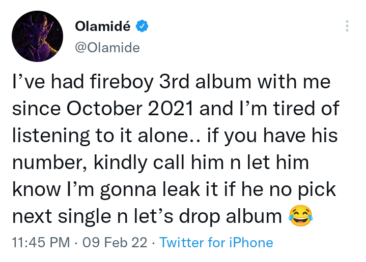Olamide fireboy album