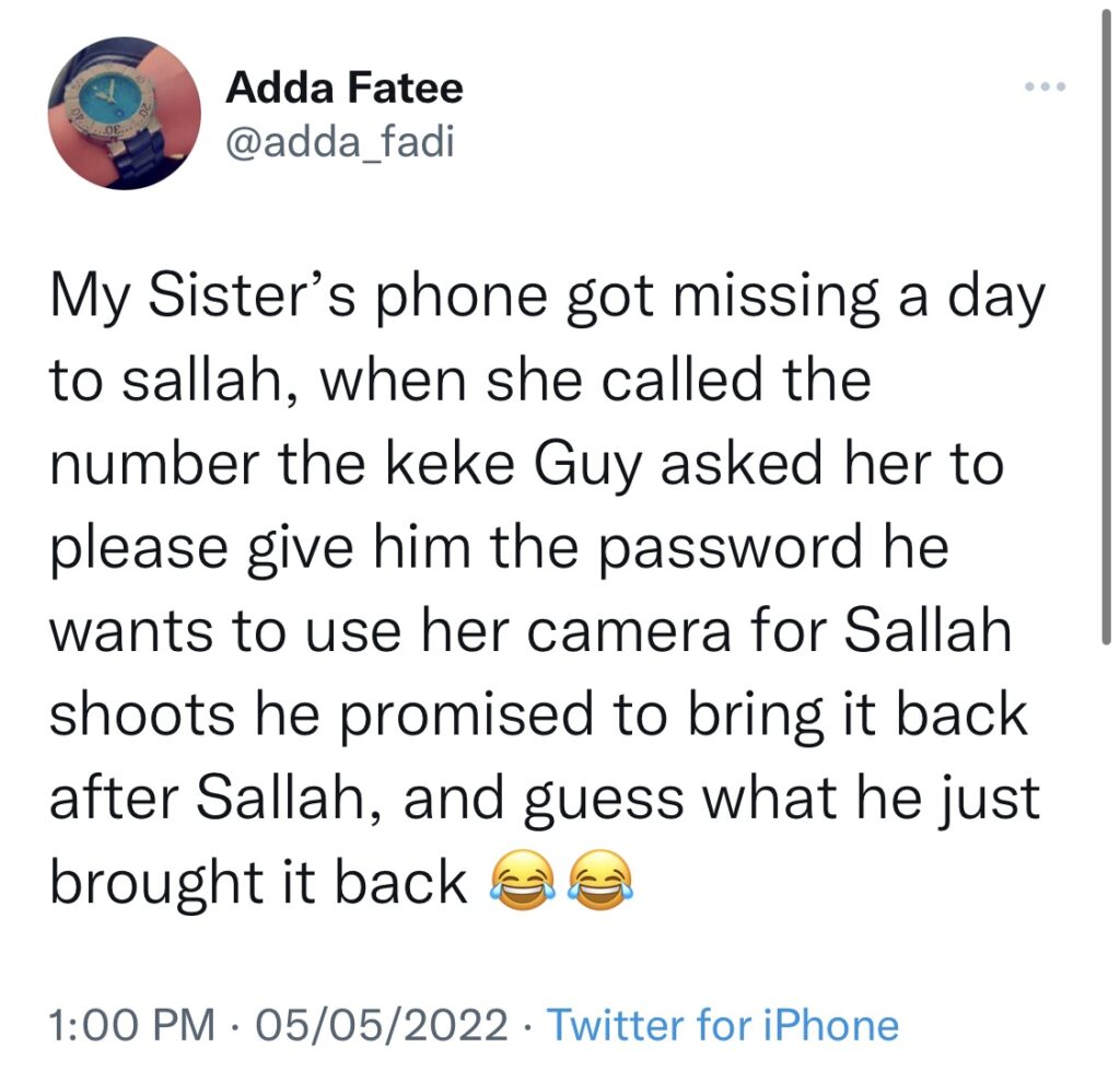 Man returns missing phone after using it to snap over 300 photos during Sallah