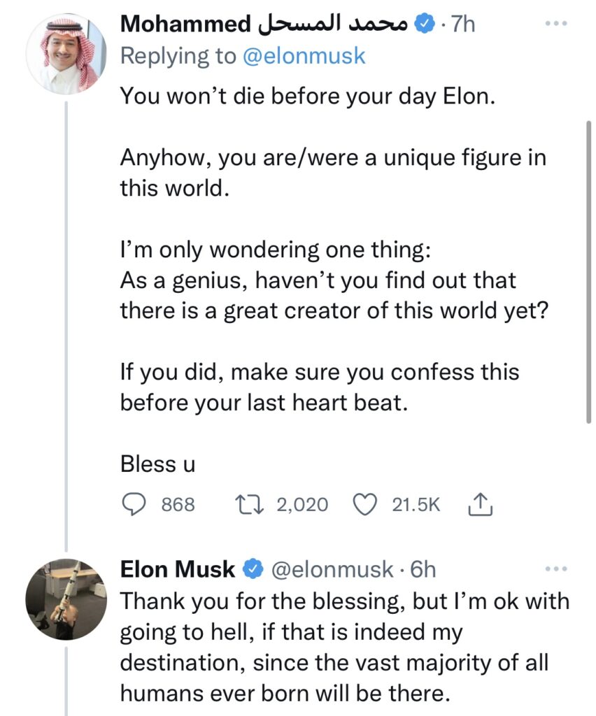 “I’m ok with going to hell”Elon musk says as he faces threat